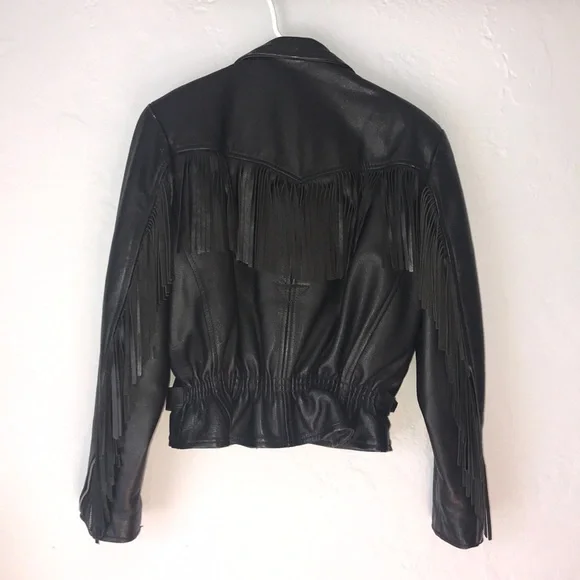 Vintage First Genuine Leather Jacket with Fringe - Picture 4 of 7
